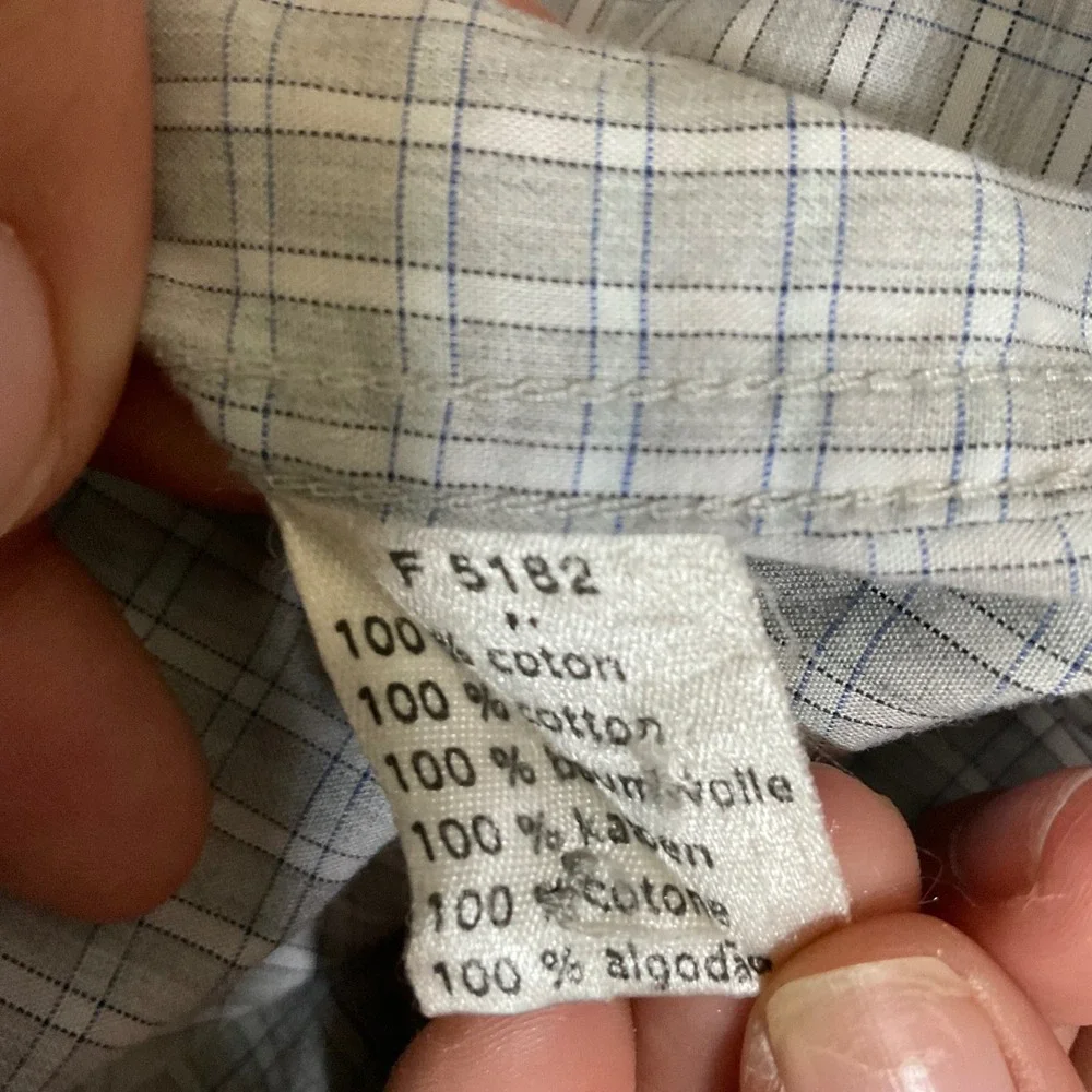 Lacoste Mens Grey Micro Check Button Down Shirt 38 M Long Sleeve‎ Cotton F5182